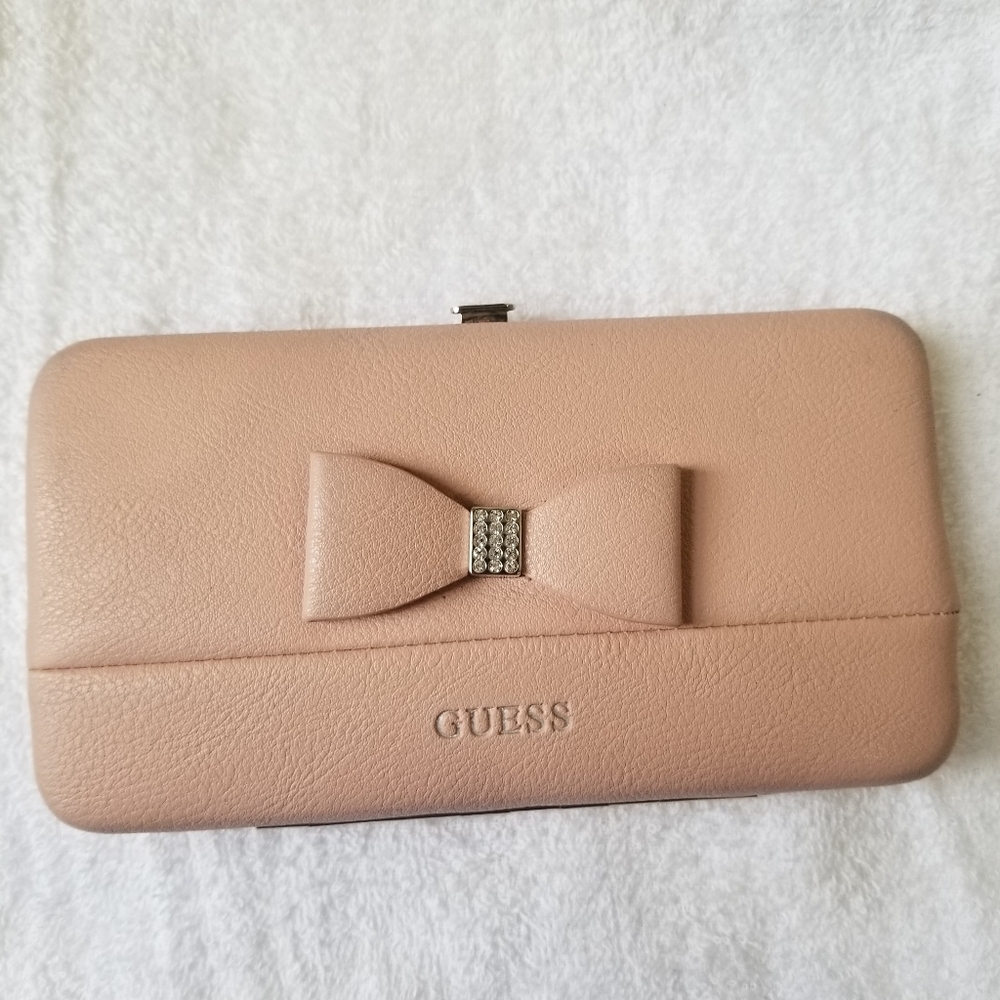Guess blush pink bow hardcase wallet